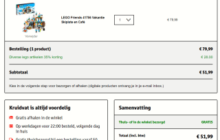 35% extra kassakorting op alle Lego bij Kruidvat