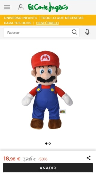 Peluche Mario 50cm por 18,98€