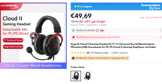 HP HyperX Cloud II Core draadloze gamingheadset voor €49,69 bij Aliexpress