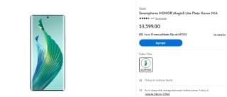 Honor Magic5 Lite 5G 256GB por $2,890 en Walmart con Banorte