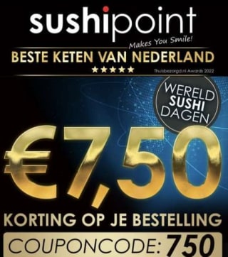€7,50 korting bij Sushi Point tijdens de wereld sushi dagen