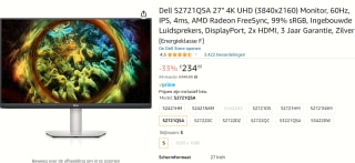 Dell S2721QSA - LED-monitor voor €234,99 bij Amazon
