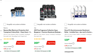Diverse Deodorant producten met hoge korting met Bol select