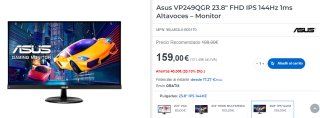 Monitor Gaming Asus VP249QGR 23.8 pulgadas por 159€