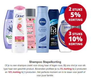 Stapelkorting tot 10% op shampoo bij Voordeeldrogisterij