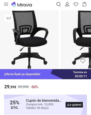 Silla de Oficina Giratoria Escritorio con Soporte Lumbar Ruedas Despacho Estudio por 22,49€.