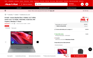 Lenovo IdeaPad Slim 3 15IAH8 15.6" FHD i5 16GB RAM por 466,65€