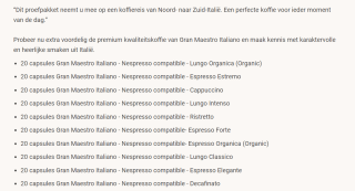 Proefpakket Gran Maestro Italiano 'Giro d'Italia' met 200 aluminium cups voor €37,50 bij Koffievoordeel