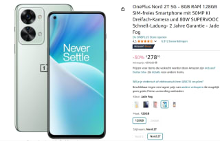 OnePlus Nord 2T 5G - 8GB RAM 128GB voor €278,05 bij Amazon