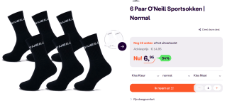 O'Neill Sportsokken 6 paar voor €6,95 bij Ibood