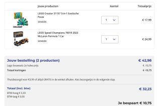 Alle lego bouwsets de 2e halve prijs bij Trekpleister