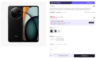 Móvil Xiaomi Redmi A3 Versión Global 4GB+128GB por 78.38€ (Cuenta Nueva 66.38€)