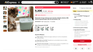 Dispensador de Agua para Mascotas por 5,20€