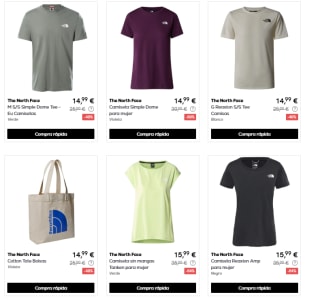 The North Face camisetas desde solo 12,99€
