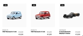 Diverse Renault schaalmodellen vanaf €2,40 in de sale bij Renault