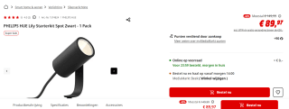 Philips Hue Outdoor Lily Sokkel (Starter Pack 1 stuks) voor €89,97 bij de MediaMarkt
