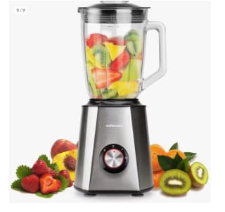 Batidora Mellerware de vaso eléctrica 1500W Jarra cristal 1,5L, 6 cuchillas por 28€ (Nuevos usuarios por 16,80€)