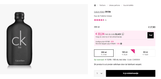 Calvin Klein Be eau de toilette spray 200 ml voor €22,24 dmv code bij Notino