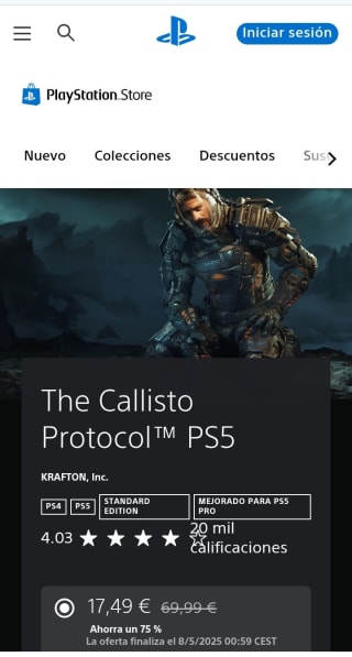 The Callisto Protocol PS5 por 17,49€.