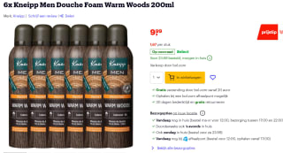 Kneipp Warm Woods for Men douchefoam - 6 x 200 ml - voordeelverpakking voor €9,99 bij Bol.com
