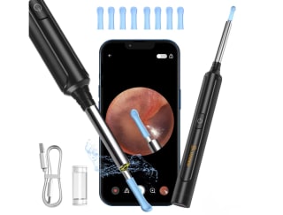 Otoscopio 3,5mm WiFi Limpiador Oidos Endoscopio Medico Profesional Alta Definición 5MP HD Impermeable IP67 con 6 Luces LED por 11,99€