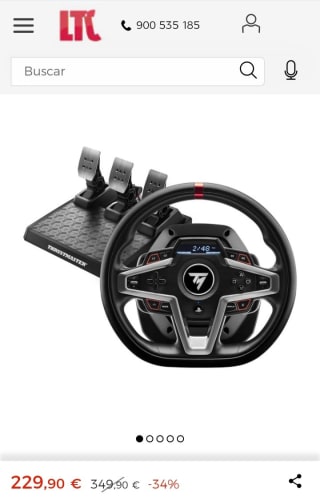Volante + Pedales Thrustmaster T248 para PS5 / PS4 / PC por 229,90€.