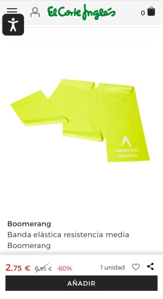 Banda elástica resistencia media Boomerang por 2,75€.