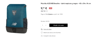 Mochila New Balance Athletic Club Bilbao Breathe de 45 x 34 x 14 cm por 9.99€