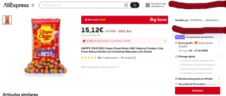 Chupa Chups Bolsa 120U Sabores Frutales, Cola, Fresa-Nata y Vainilla por 14,84€