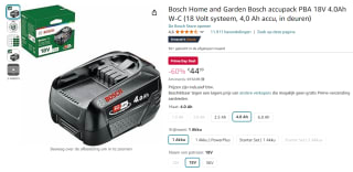 Bosch Battery Pack PBA 18V 4.0 Ah voor €44,99 met Amazon Prime