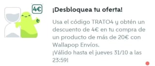4€ descuento en tus compras en Wallapop