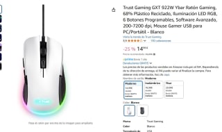 Ratón gaming Trust GXT 922 Ybar Blanco por 14,99€