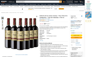 Señorío de los Llanos Crianza vino tinto D.O. Valdepeñas caja 6 botellas por 10,50€