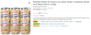 6 Botes de 235gr de Nutribén Potitos De Ternera con Judías Verdes Y Zanahoria, Desde los 6 Meses por 4.54€