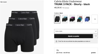 Lot de 3 calecons Calvin Klein à 46,95€