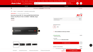 Disco SSD 1 TB Samsung 980 PRO por 81,81€