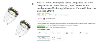 Slimme ZigBee stekker NOUS A1Z 2-pack voor €18,40 bij Amazon18,25