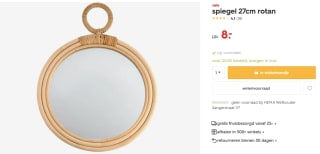Rotan spiegel 27cm voor €8 bij de Hema