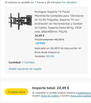 Soporte TV Pared Movimiento Completo para Televisores de 32-85 Pulgadas por 24,49€