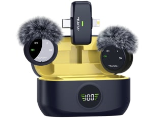 Micrófono inalámbrico 2 en 1 para iPhone redución de Ruido con Estuche de Carga de 40H,Solapa magnética,Abrazadera entrevistas 25M por solo 35,12€