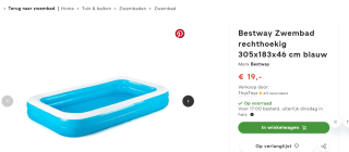 Bestway - Opblaasbaar Familie Zwembad - 305 x 183 x 46 CM voor €19 bij FonQ