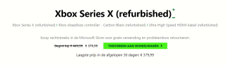 Xbox series X Refurbished voor 379,99 euro in de Xbox store