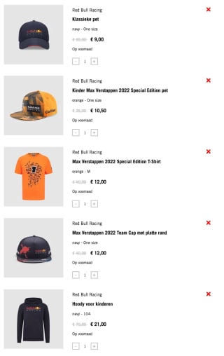 Tot 70% korting op veel F1 Merchandise ( oa RedBull )