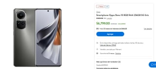 Celular Oppo Reno 10 por $6799 en Walmart