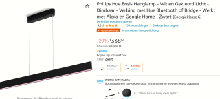 Philips Hue White & Color Ambiance Ensis Bluetooth - Hanglamp voor €338,82 bij Amazon