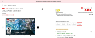 Samsung QLED Q64D 75" Grijs, Titanium voor €888 bij de mediamarkt