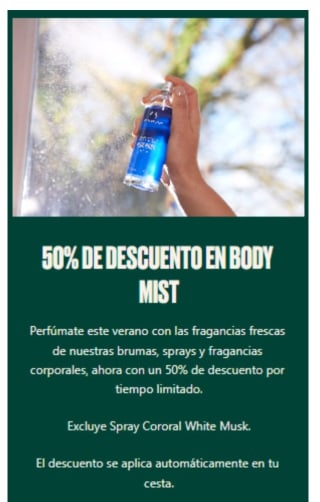 -50% de Descuento en Body Mist desde The Body Shop.