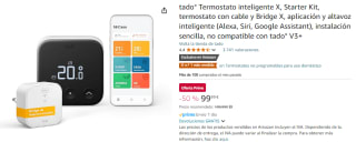tado° Termostato inteligente X, Starter Kit, termostato con cable y Bridge X, aplicación y altavoz inteligente por 99,90€