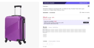 Maleta de Cabina 4 Ruedas de Viaje Semirigida 21.67€ (Cuenta Nueva 12.87€)