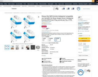 Meross Mini Wifi Enchufe Inteligente Compatible con HomeKit Siri Alexa Google Home Inteligente Enchufe Wifi Smart Plug control por Voz por solo 29,99€